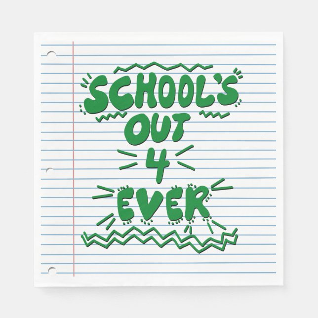 Schulzeit ade! Lose-Blatt-Papier Serviette (Vorderseite)