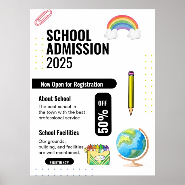 Schulzulassungsflyer, Schulwerbeflyer Poster (Vorne)