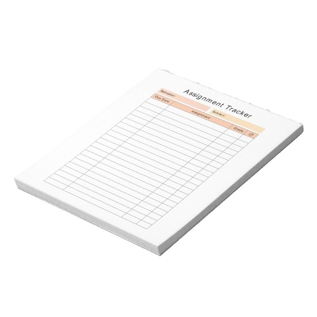 Schulzuweisungs-Tracker-Notepad Notizblock (Rotiert)