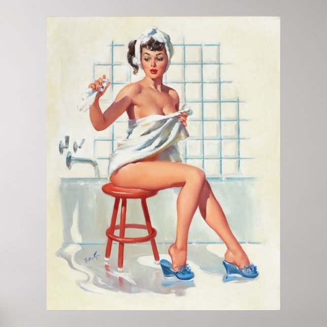 Schuppen sexy Badezimmer Retropinup Mädchen Poster (Vorne)