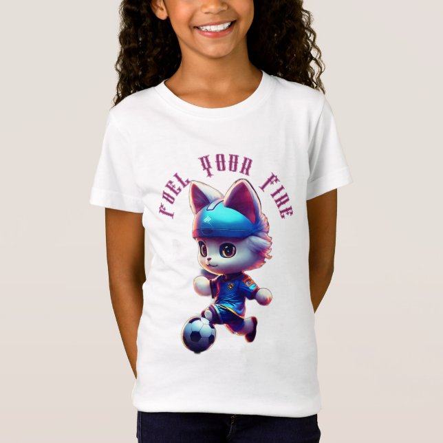 Schüren Sie den Cyberpunk-Cat-Fußballspieler T-Shirt (Vorderseite)