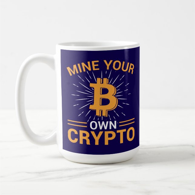 Schürfe Deine eigene Krypto Bitcoin-Mining, BTC Kaffeetasse (Links)
