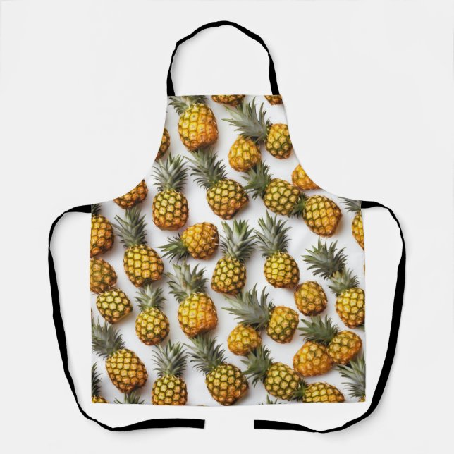 Schürze - Ananas im Gittermuster, Thema Lebensmitt (Vorderseite)