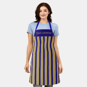 Schürze Cafe Blue and Gold Streifen Frohe Weihnach