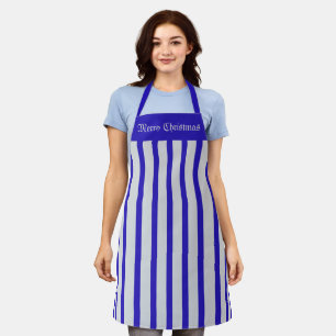 Schürze Cafe Blue und Silver Stripe Frohe Weihnach