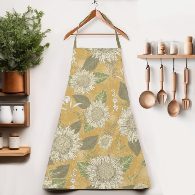 Schürze der blühenden Rustikalen Sonnenblumen (Indulge in rustic country sunflower charm of our Womens apron.  Cook in style & let your name shine!)