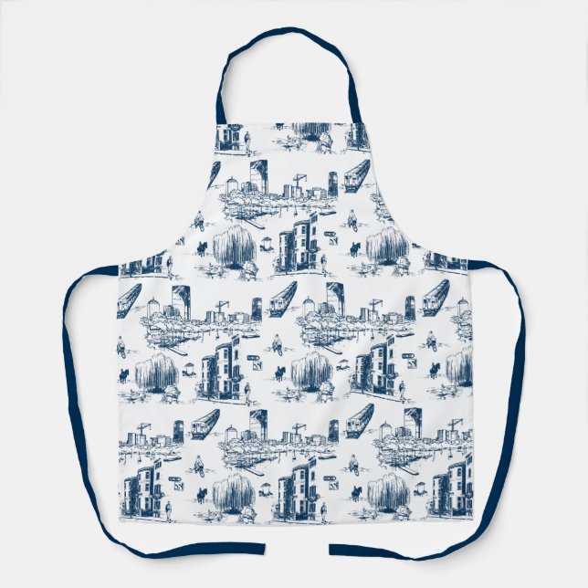 Schürze der Boston Toile Navy (Vorderseite)