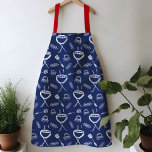 Schürze der GRILLEN Blau und Weiß<br><div class="desc">Spaß GRILLEN Schürze, ideal zum Grillen im Hinterhof. Die Farben Rot, Weiß und Blau sind klassisch. Die Aquarellbilder werden handgezeichnet mit Go-to-GRILLEN-Ikonen, darunter ein Grillen-Grill, Hamburger und Hot-dogs. Macht für ein großartiges Geschenk für Papa, das ihm das Gefühl geben wird, König des Grills zu sein!</div>