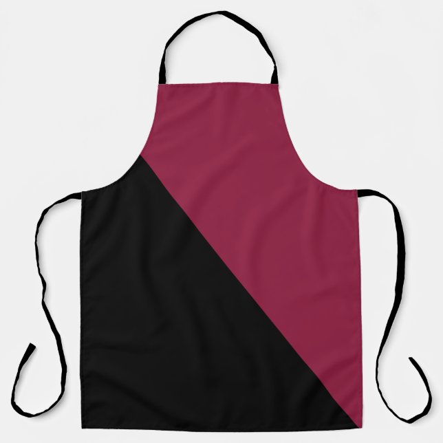 Schürze des Farbblocks (Schwarz und Berry Rot) (Vorderseite)