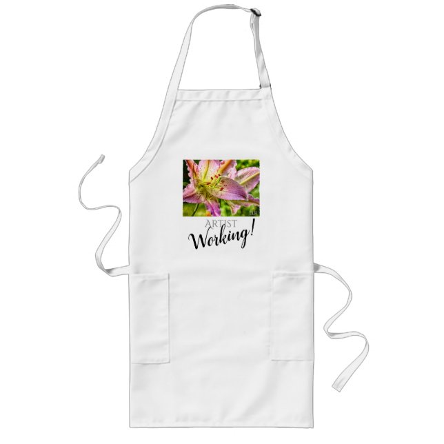 Schürze des Künstlers mit Stargazer Lily Artwork (Vorne)