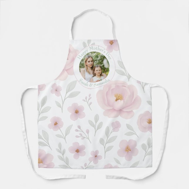 Schürze des Muttertags mit Pastel-Blume (Vorderseite)
