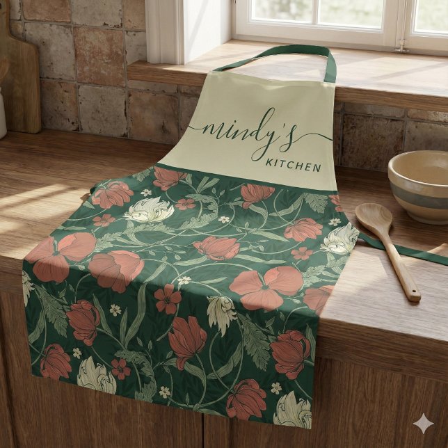 Schürze für Blumen-Überdruck (This beautiful personalized apron would make a great bridal shower or birthday gift! )