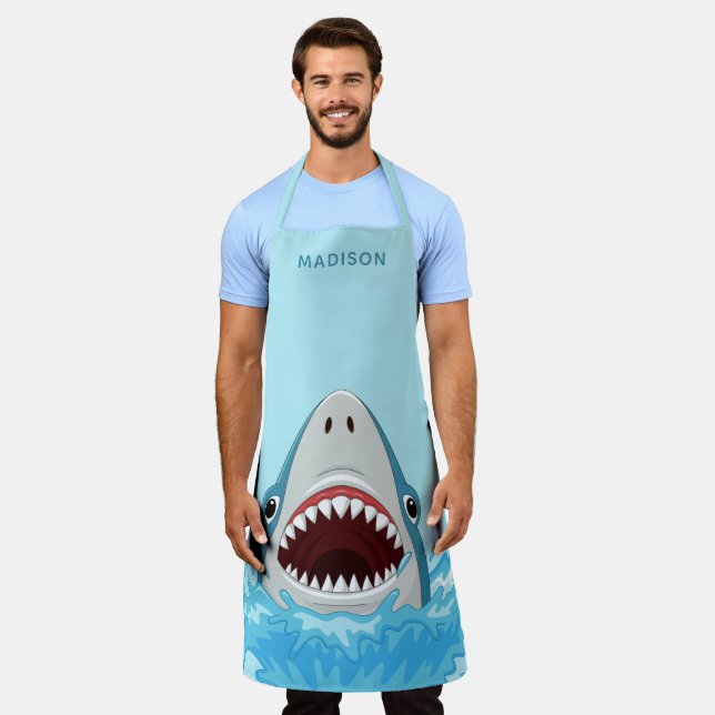 Schürze für den individuelle Name Funny Shark (Getragen)