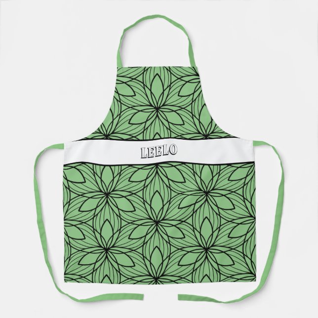 Schürze für geometrische Schwarz- und grüne Kunst (Vorderseite)