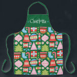 Schürze für Mehrdruck<br><div class="desc">Ein stilvolles und modernes Weihnachtsmuster mit Retro-inspiriert geometrischen Illustrationen von Ornamenten,  Strümpfen,  Bonbons,  Geschenken,  Weihnachtsbäumen,  Schneeflocken,  Glocken und vielem mehr. Dies kann mit einem Namen,  Monogramm oder Ihrer eigenen Nachricht personalisiert werden. Ein lustiges und einzigartiges Weihnachtsgeschenk. Die Farben sind grün,  rot,  weiß,  blau und rosa.</div>