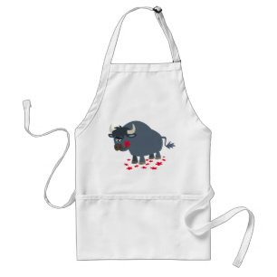 Schürze für niedliche Cartoon Bull und Red Bloom C