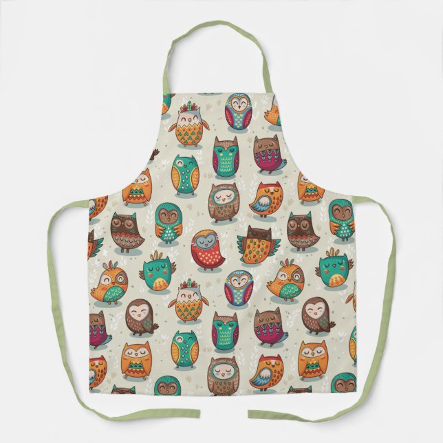 Schürze für niedliches Owl-Muster (Vorderseite)