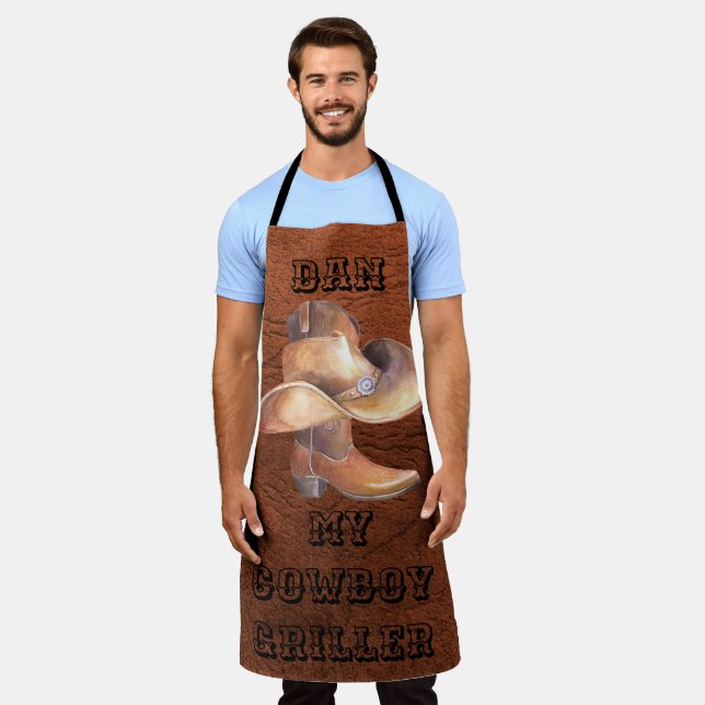 Schürze Großer Cowboy-Hut & Boots-Griller (Getragen)