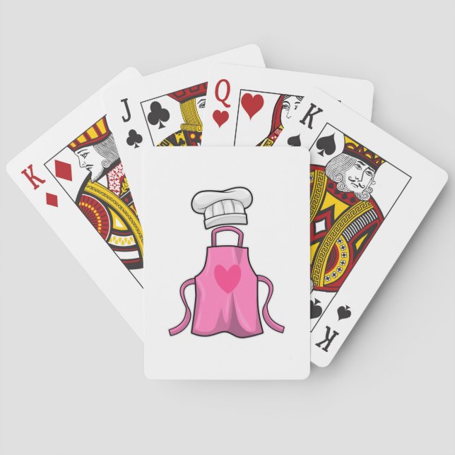 Schürze kochen und Kochmütze mit Herz Spielkarten (Rückseite)