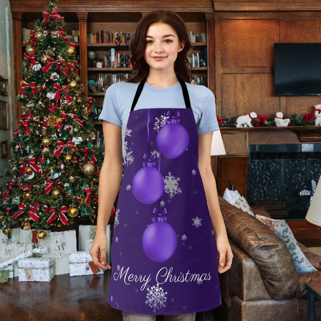 Schürze lila Weihnachtsschmuck (Purple Christmas Ornaments Apron)