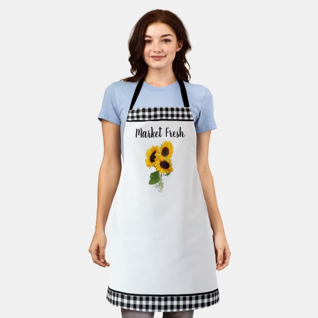 Schürze Markt Frische Sonnenblumen (Getragen)