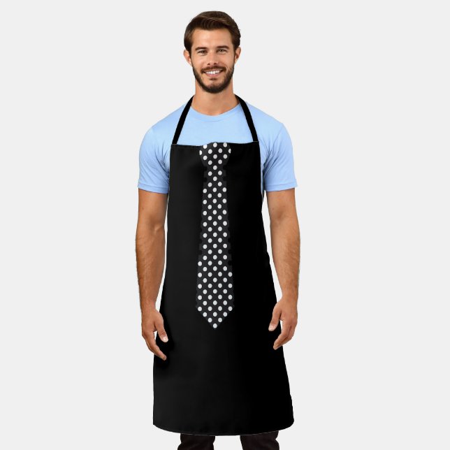 Schürze mit gepunkteter Schleife schwarze Barbecue (Getragen)