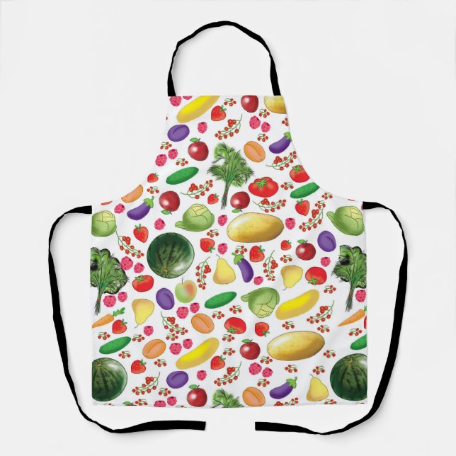 Schürze mit Obst und Gemüse für Vegetarier (Vorderseite)