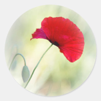 Schürze mit rotem Mohn "Sei glücklich!" Runder Aufkleber