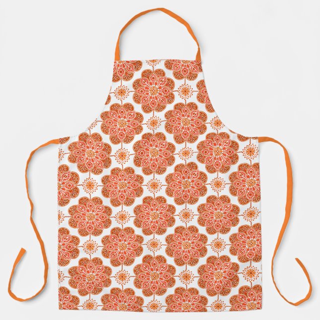 Schürze mit roten und orangefarbenen Medallien (Vorderseite)