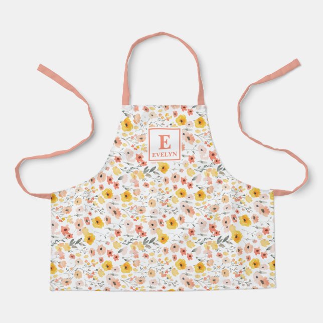 Schürze mit Wildblumen-Monogramm (Vorderseite)