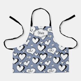 Schürze personalisiert Gray Hearts