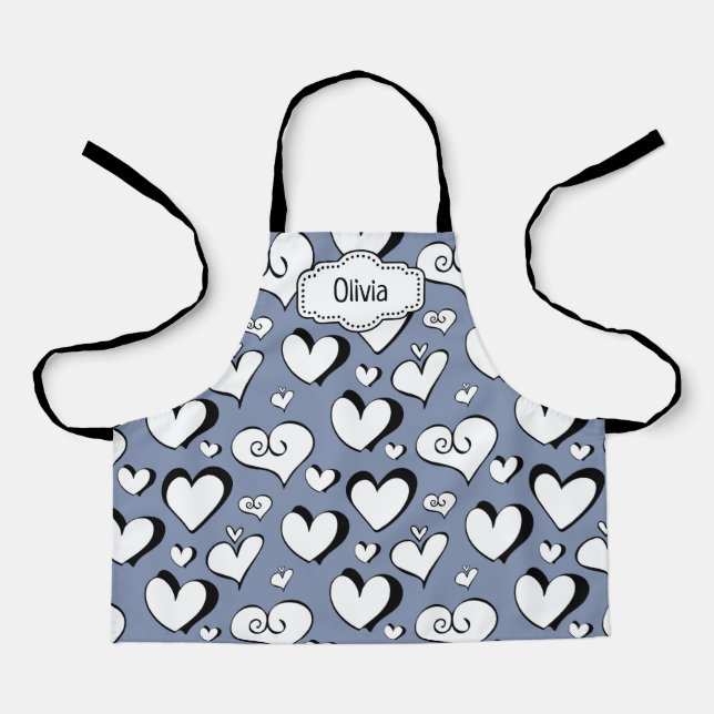 Schürze personalisiert Gray Hearts (Vorderseite)