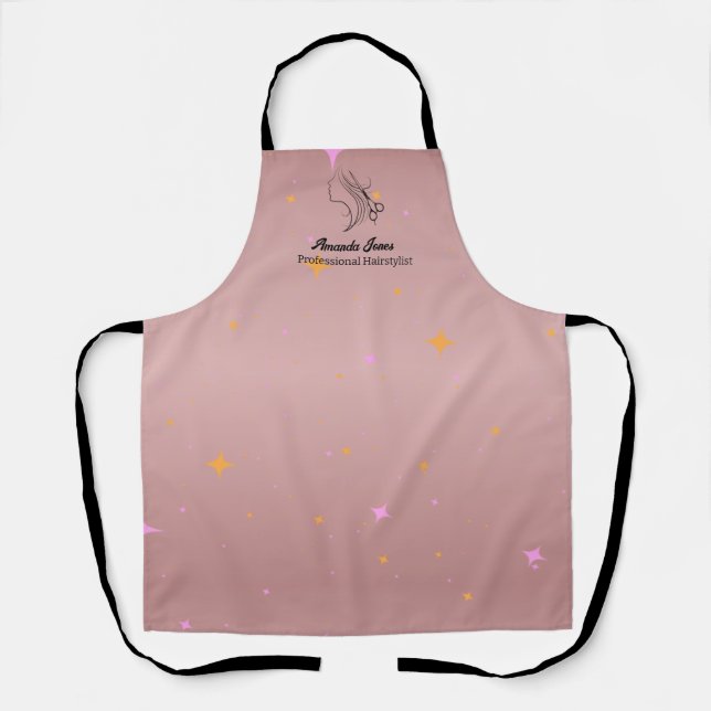 Schürze Rose Gold Salon Name (Vorderseite)