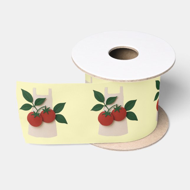 Schürze und Tomaten, Geschenk Ribbon — Feinschmeck Satinband (Spule)