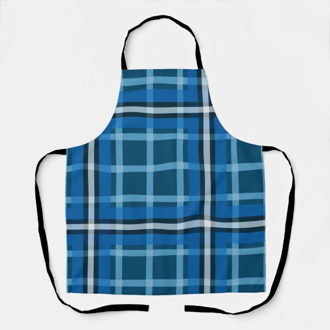 Schürzen Blau Tartan Kariert Gekachelt Muster (Vorderseite)