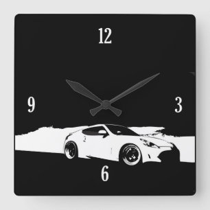 Schuss des Rollen-370Z Quadratische Wanduhr