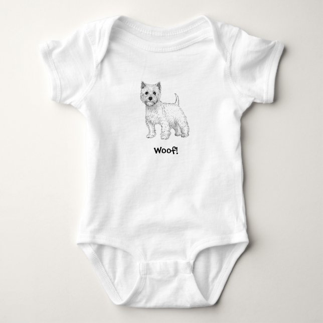 Schuss! Hündchen-Baby-Bodysuit - Westhochland Baby Strampler (Vorderseite)