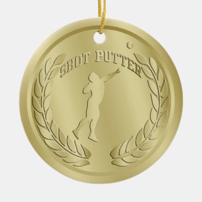 Schuss-Putter-Gold tonte Medaillen-Verzierung Keramik Ornament (Vorne)