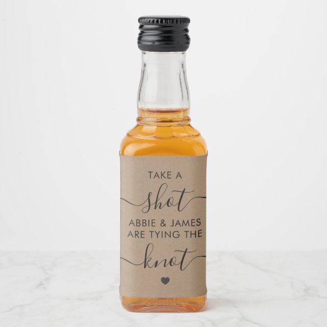 Schuss, sie binden die Gastgeschenk Hochzeit des K Alkoholflaschenetikett (Vorderseite)
