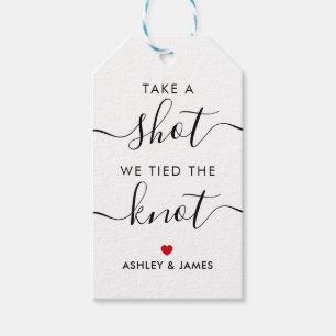 Schuss, wir geben das Geschenk für die Knot Weddin Geschenkanhänger