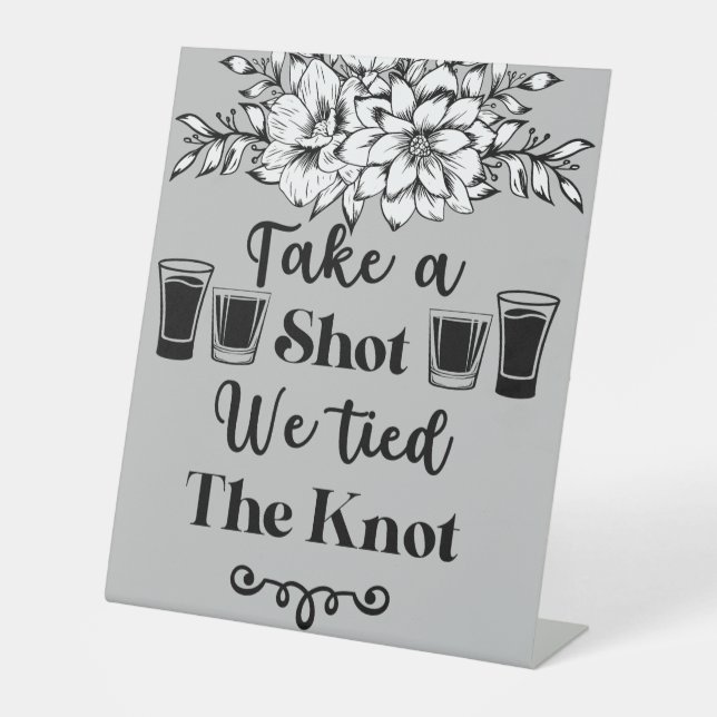 Schuss, wir tippen dem knot-floralen Hochzeitspeda Sockelschild (Vorderseite)