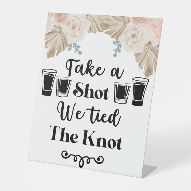 Schuss, wir tippen dem knot-floralen Hochzeitspeda Sockelschild (Vorderseite)