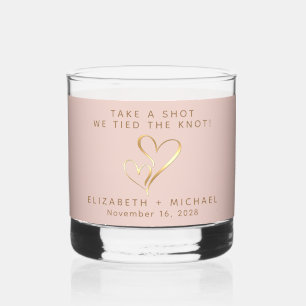 Schuss, wir tippen den Knoten blush rosa Hochzeit Whiskyglas