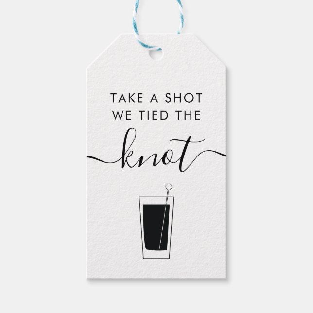 Schuss, wir tippen den Knoten Wedding Highball Geschenkanhänger (Vorderseite)