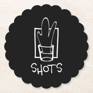 Schüsse und Shot Glass gekerbter runder Papierunte Untersetzer