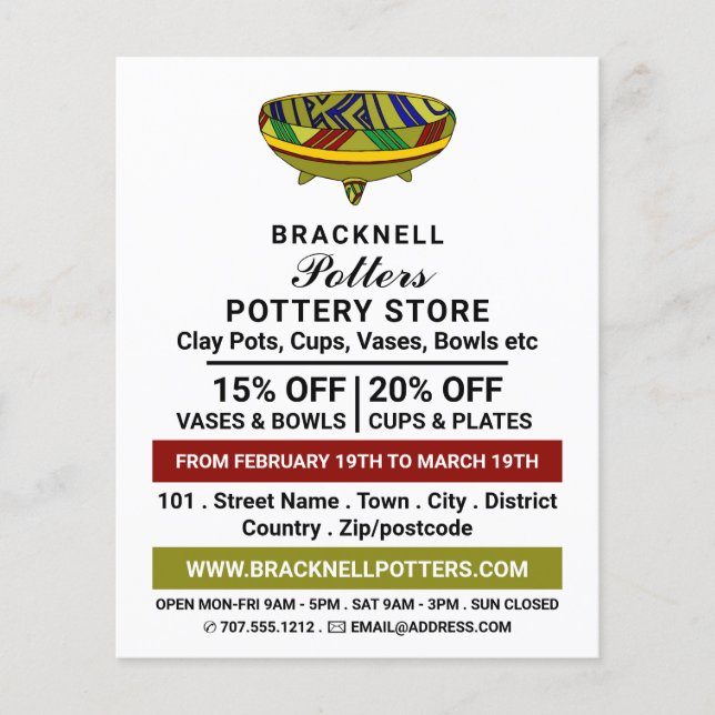 Schüssel dekorieren, Keramik-Geschäft, Potter-Werb Flyer (Vorne)