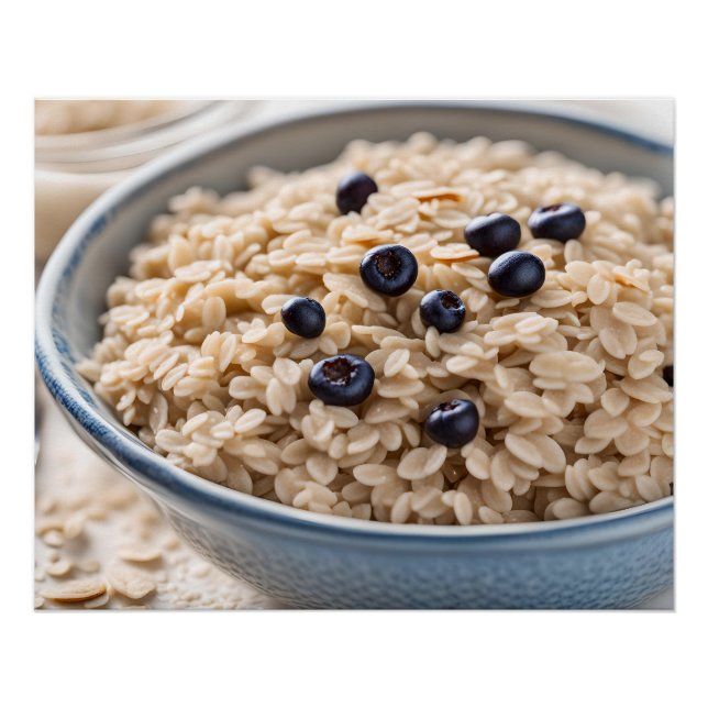 Schüssel Haferbrei mit Blaubeeren Poster (Vorderseite)