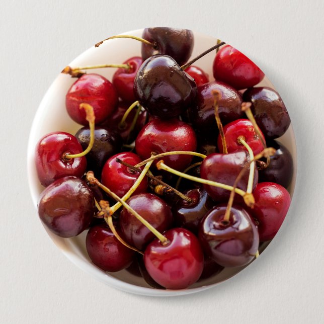 Schüssel mit Kirschen Button (Vorderseite)
