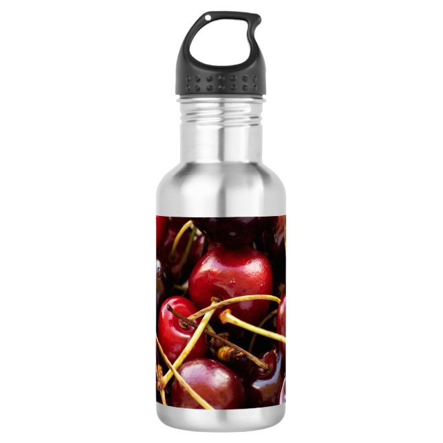Schüssel mit Kirschen Edelstahlflasche (Vorderseite)