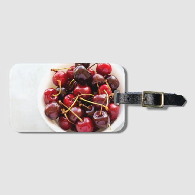 Schüssel mit Kirschen Gepäckanhänger (Vorderseite (Horizontal))